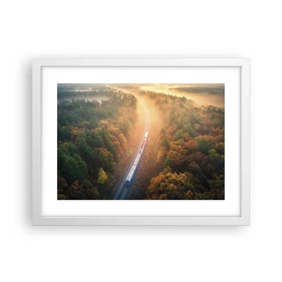 Plakát v bílém rámu - Podzimní cesta - 40x30 cm
