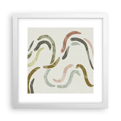 Plakát v bílém rámu - Radostný tanec abstrakce - 30x30 cm