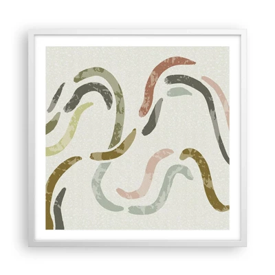 Plakát v bílém rámu - Radostný tanec abstrakce - 60x60 cm