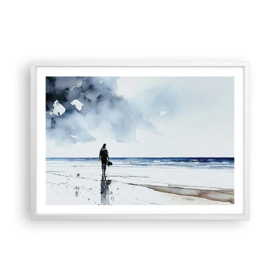 Plakát v bílém rámu - Rozhovor s mořem - 70x50 cm