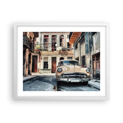 Plakát v bílém rámu - Siesta v Havaně - 50x40 cm