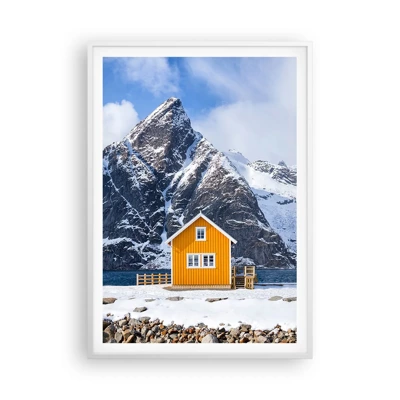 Plakát v bílém rámu - Skandinávská dovolená - 70x100 cm