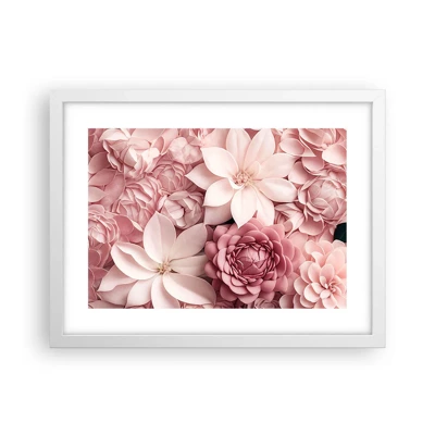 Plakát v bílém rámu - V růžových okvětních lístcích - 40x30 cm