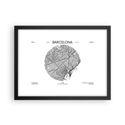 Plakát v černém rámu - Anatomie Barcelony - 40x30 cm