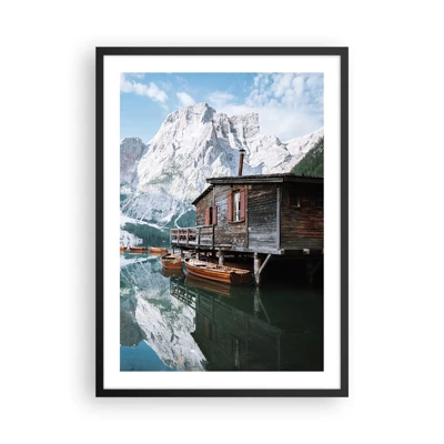 Plakát v černém rámu Arttor 50x70 cm - Chalupa, Výše, Jezero, Dolomit, Do obývacího pokoje, Do ložnice, Bílá, Hnědá, Svislé, P2BPA50x70-4837