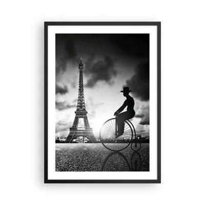 Plakát v černém rámu Arttor 50x70 cm - Paříž, Gentleman, Jízdní Kolo, Eiffel, Do obývacího pokoje, Do ložnice, Bílá, Černá, Svislé, P2BPA50x70-4204