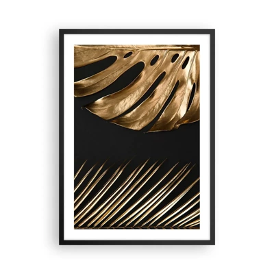 Plakát v černém rámu Arttor 50x70 cm - Zlatý, List, Monstera, Bohatý, Do obývacího pokoje, Do ložnice, Bílá, Černá, Svislé, P2BPA50x70-5028