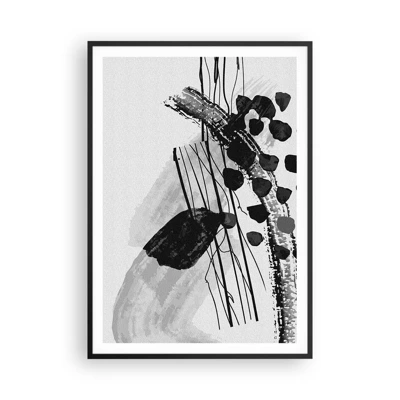 Plakát v černém rámu - Černobílá organická abstrakce - 70x100 cm