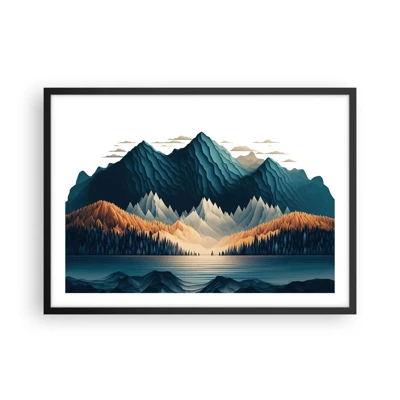Plakát v černém rámu - Dokonalá horská krajina - 70x50 cm