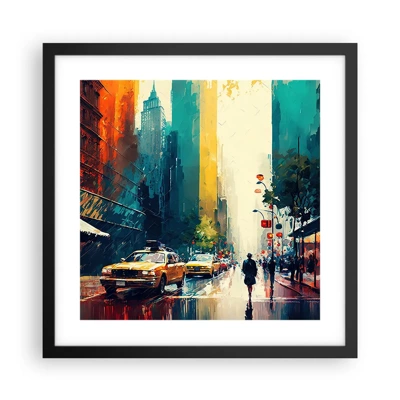Plakát v černém rámu - New York – tady je i déšť barevný - 40x40 cm