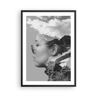 Plakát v černém rámu - Povznešen portrét v oblacích - 50x70 cm