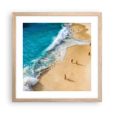 Plakát v rámu světlý dub - A pak slunce, pláž… - 40x40 cm