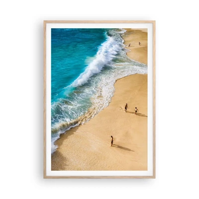 Plakát v rámu světlý dub - A pak slunce, pláž… - 70x100 cm