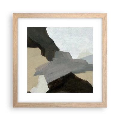 Plakát v rámu světlý dub - Abstrakce: křižovatka šedi - 30x30 cm