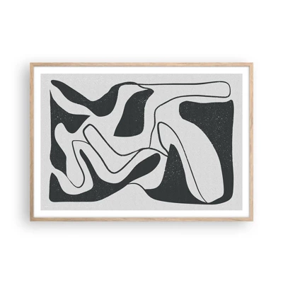 Plakát v rámu světlý dub - Abstraktní hra v labyrintu - 100x70 cm