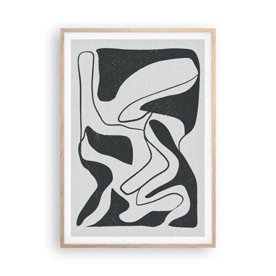 Plakát v rámu světlý dub - Abstraktní hra v labyrintu - 70x100 cm