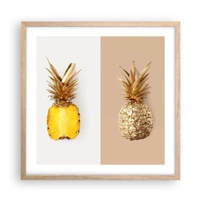 Plakát v rámu světlý dub - Ananas pro nás - 50x50 cm