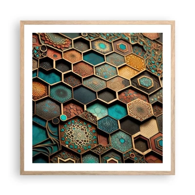 Plakát v rámu světlý dub - Arabské ornamenty – variace - 60x60 cm