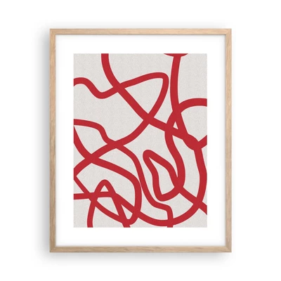 Plakát v rámu světlý dub - Červené na bílém - 40x50 cm
