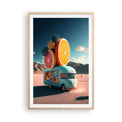 Plakát v rámu světlý dub - Chuť prázdnin - 61x91 cm