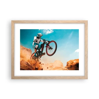 Plakát v rámu světlý dub - Cyklistický démon šílenství - 40x30 cm
