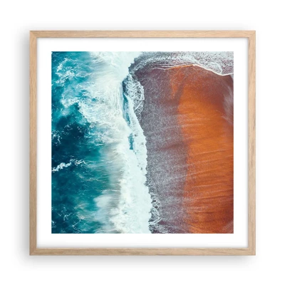 Plakát v rámu světlý dub - Dotek oceánu - 50x50 cm