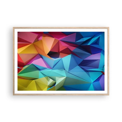 Plakát v rámu světlý dub - Duhové origami - 100x70 cm