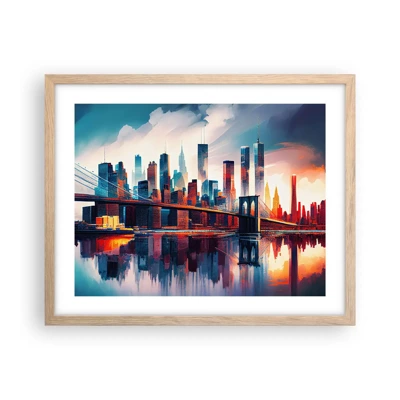 Plakát v rámu světlý dub - Famózní New York - 50x40 cm