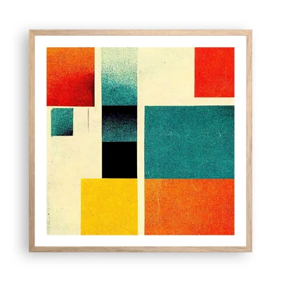 Plakát v rámu světlý dub - Geometrická abstrakce – dobrá energie - 60x60 cm