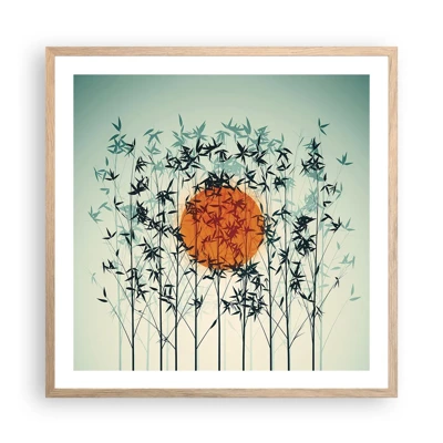 Plakát v rámu světlý dub - Japonské slunce - 60x60 cm