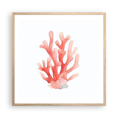 Plakát v rámu světlý dub - Korálový korál - 60x60 cm
