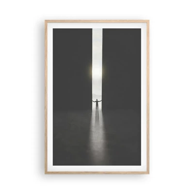Plakát v rámu světlý dub - Krok ke světlé budoucnosti - 61x91 cm