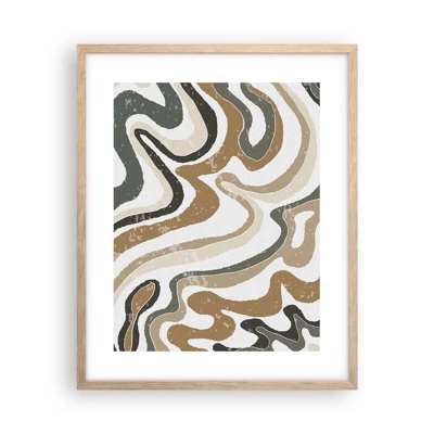 Plakát v rámu světlý dub - Meandry zemitých barev - 40x50 cm