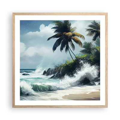 Plakát v rámu světlý dub - Na tropickém pobřeží - 60x60 cm
