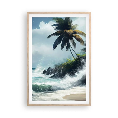Plakát v rámu světlý dub - Na tropickém pobřeží - 61x91 cm