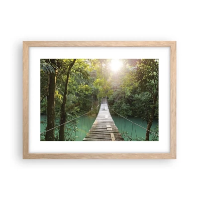 Plakát v rámu světlý dub - Nad azurovou vodou do azurového lesa - 40x30 cm