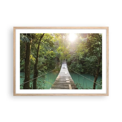 Plakát v rámu světlý dub - Nad azurovou vodou do azurového lesa - 70x50 cm