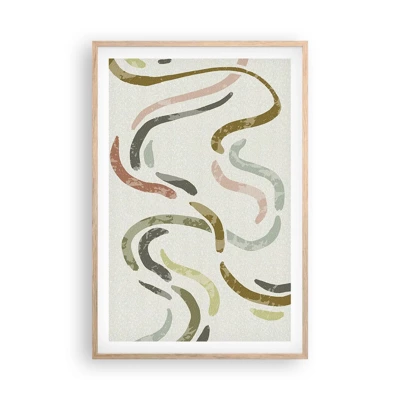 Plakát v rámu světlý dub - Radostný tanec abstrakce - 61x91 cm