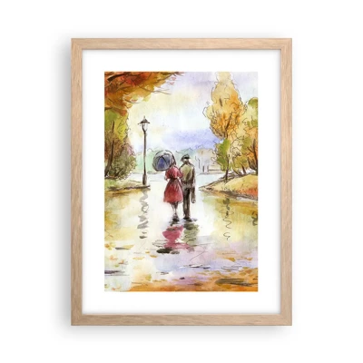 Plakát v rámu světlý dub - Romantický podzim v parku - 30x40 cm