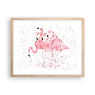 Plakát v rámu světlý dub - Růžový ansámbl - 50x40 cm