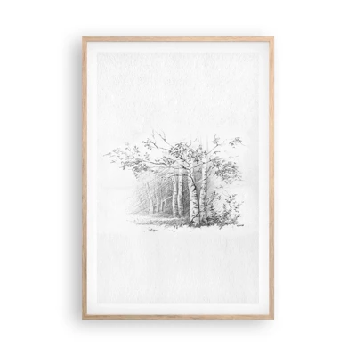 Plakát v rámu světlý dub - Světlo březového lesa - 61x91 cm