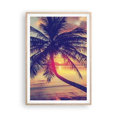 Plakát v rámu světlý dub - Večer pod palmami - 70x100 cm