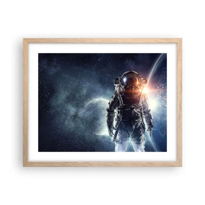 Plakát v rámu světlý dub - Vesmírné dobrodružství - 50x40 cm