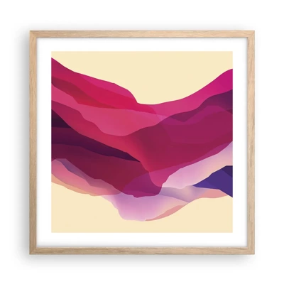 Plakát v rámu světlý dub - Vlny fialové - 50x50 cm
