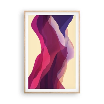 Plakát v rámu světlý dub - Vlny fialové - 61x91 cm