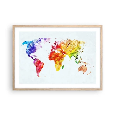 Plakát v rámu světlý dub - Všechny barvy světa - 70x50 cm