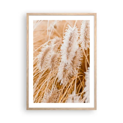 Plakát v rámu světlý dub - Zlaté šustění travin - 50x70 cm