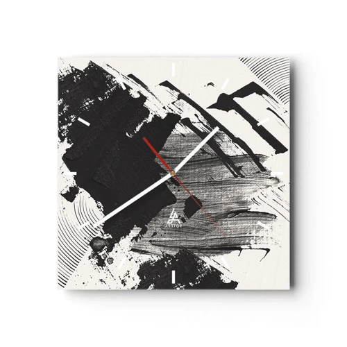 Nástěnné hodiny - Abstrakce – exprese černé - 30x30 cm