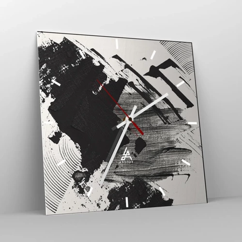 Nástěnné hodiny - Abstrakce – exprese černé - 40x40 cm