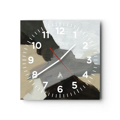 Nástěnné hodiny - Abstrakce: křižovatka šedi - 30x30 cm